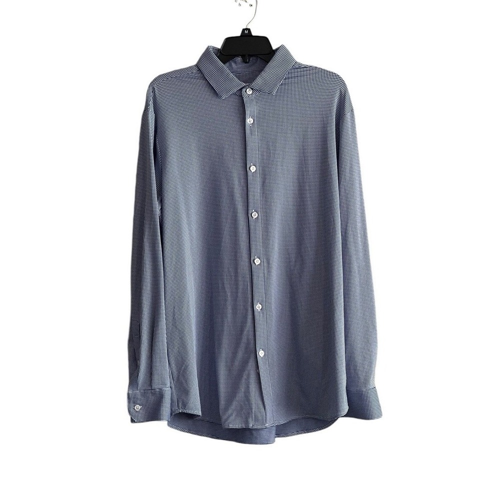 Mizzen Main Shirt Mens XXL Trim Fit Spinnaker Blue Check Grid Made In USA ECU - Picture 1 of 6
